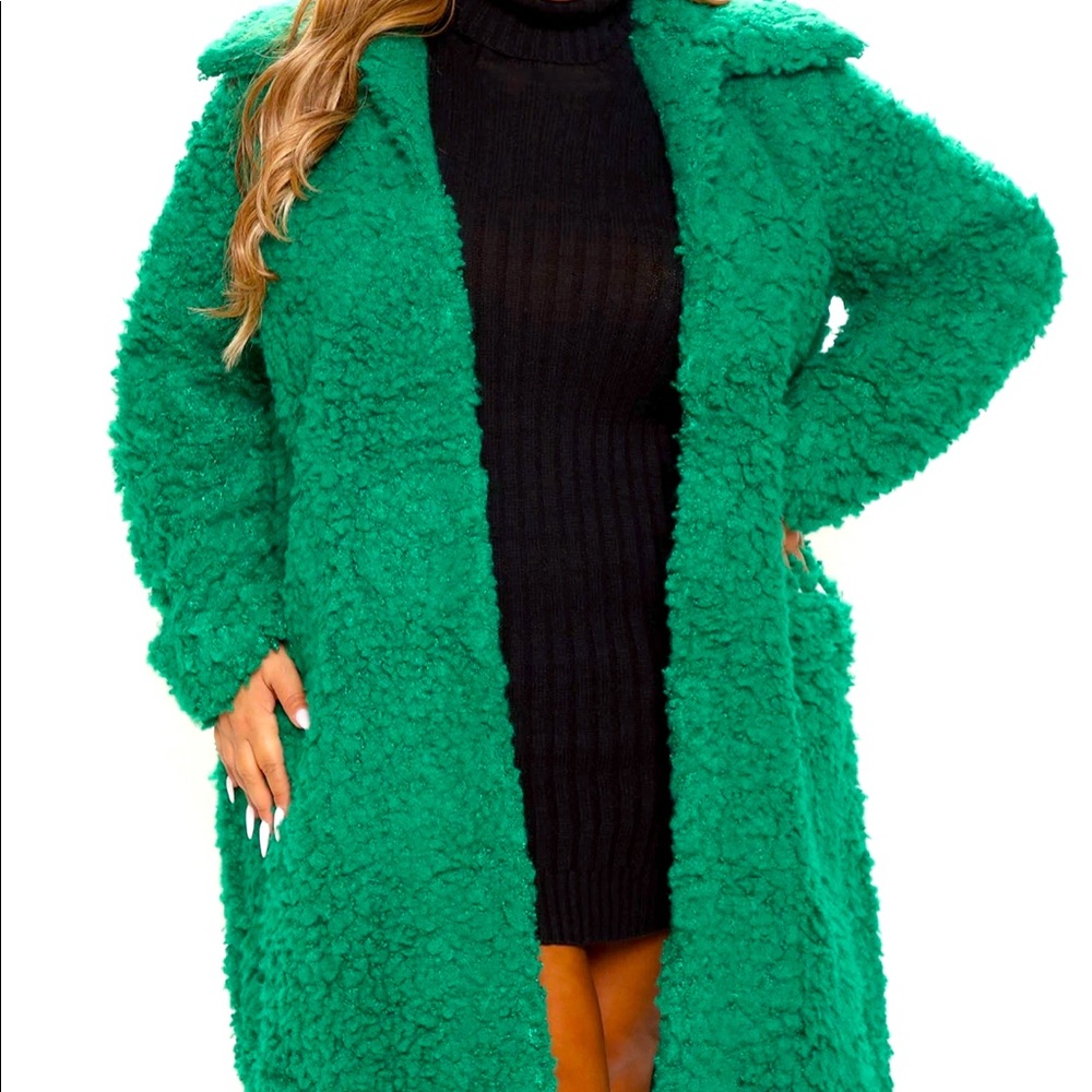 Kelly Green Fashion Nova Sherpa Coat